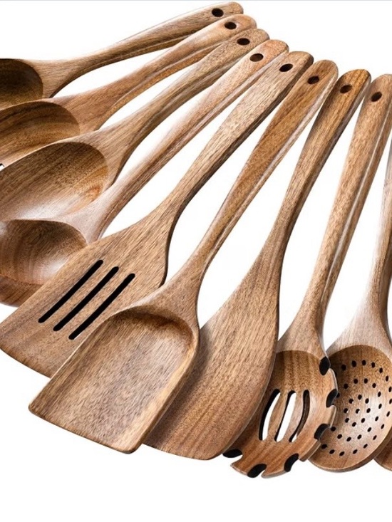 Other - New 10-Piece Acacia Wood Kitchen Utensil Set Wooden Spoons Spatulas Cooking Tool